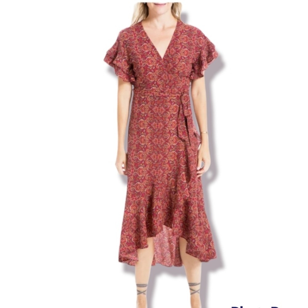 Max studio Floral Red Maxi Dress